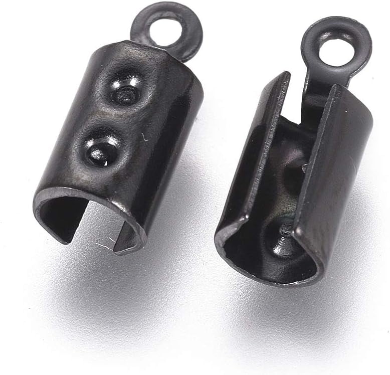 Leather Robe Crimp 20 Pcs Cord End 304 Stainless Steel Folding Crimp Ends Fold Over Cord ...