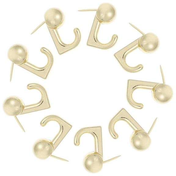 WHAMVOX Golden Zinc Alloy Push Pin Hooks for Bulletin Board Storage 20pcs 1.5 Inch