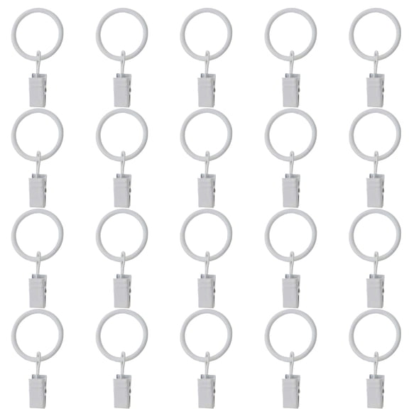 20 Pcs Curtain Rings with Clip, Curtain Hooks Hangers Clip Rings for Hanging Drapes Bows Hat, Drapery Rings 1 in I D, Fits up to 5/8 in Diameter Curtain Rod