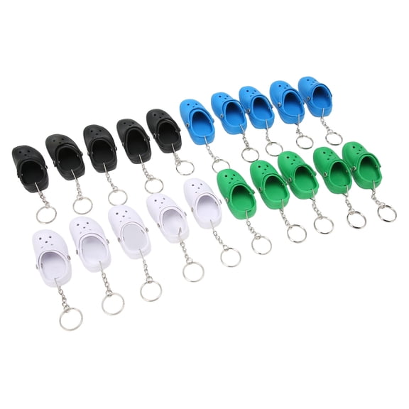 20 Pcs Cute Slipper Keyring Silicone Beach Hole Little Sandals Mini Shoe Key Ring Four Color for Decoration
