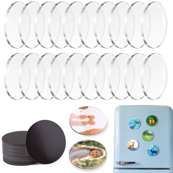 20 Pcs DIY Acrylic Fridge Magnet Making Kit Clear Photo Magnet Maker Custom Refrigerator Magnets Craft Kit for Pictures Artwork Personalized Gifts Home Classroom Activities