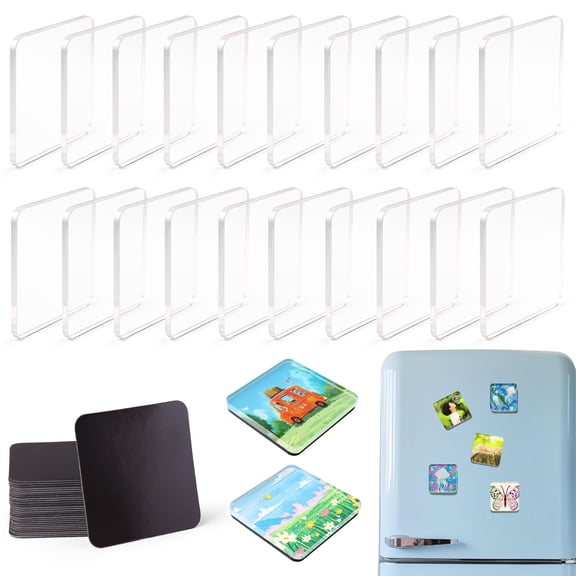 20 Pcs DIY Fridge Magnet Kit, Refrigerator Magnet Making Craft Kit for Kids and Adults, Paint Your Own Magnet Art Set for Home Classroom Party Activities