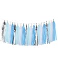 20 Pcs DIY Paper Tassel Tinsel Foil Party Garland Silver/White/Blue