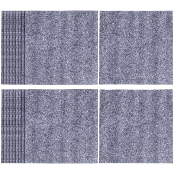 20 Pcs DIY Peel and Stick Carpet Tiles - 11.8"x11.8" Non-Slip Light Grey Polyester for High-Traffic Mall & Office