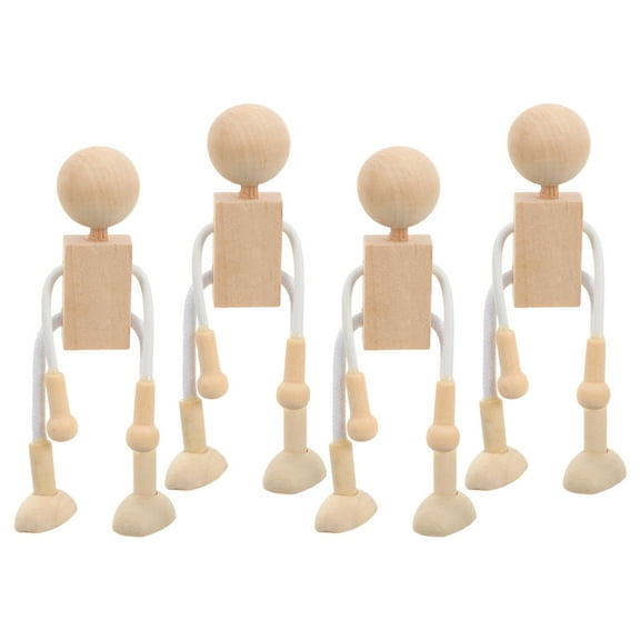 20 Pcs DIY Unfinished Dolls Shapable Wooden Robot DIY Educational Toys Painting Craft Desktop Ornament Gift for Home Kids (Light Yellow)