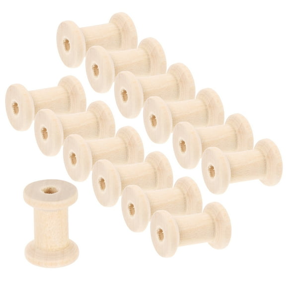 20 Pcs DIY Winding Spool Rolling Wire Tool Craft Bobbin Colorful Wooden Empty Spools Sewing Bobbins Weaving Thread