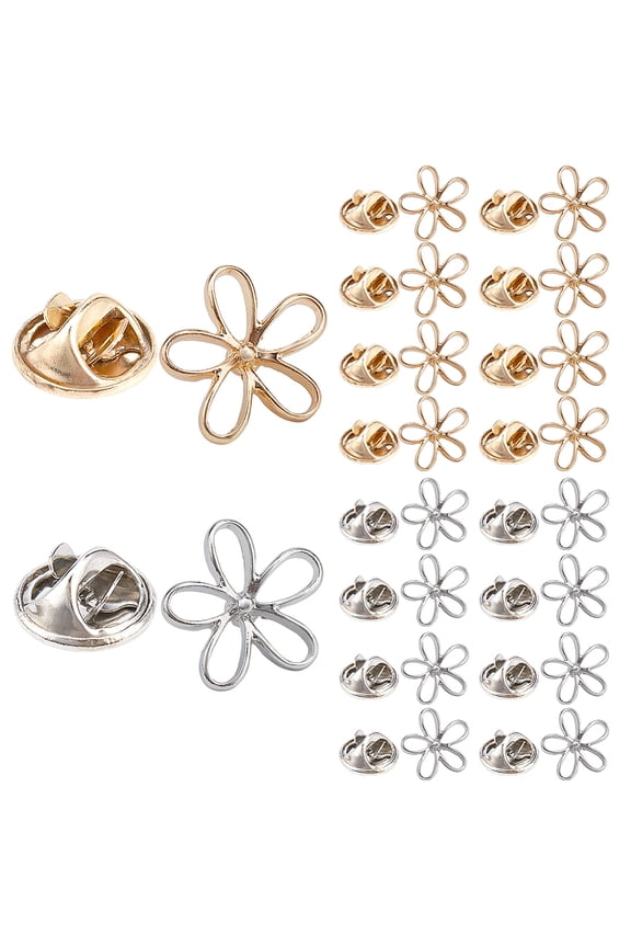 20 Pcs Daisy Flower Modesty Pins Gold and Silver Flower Brooch Pins Metal Suit Shirt Business Lapel Pin Set