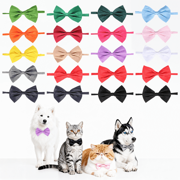 20 Pcs Dog Bow Tie, Bowties for Puppy Dogs, Pet Grooming Accessories Bow Tie Cat Collar