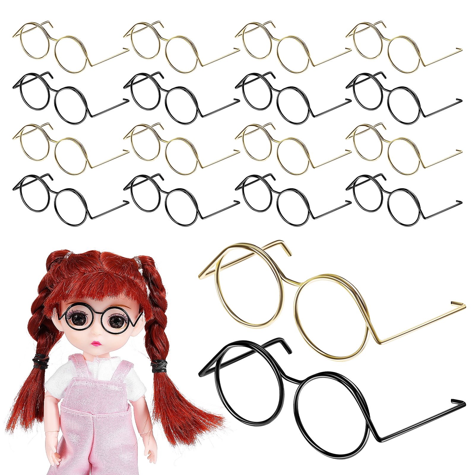 20 Pcs Doll Universal Small Eyes Sun Glasses Small Eyeglass Frames Round Glasses Glass Eyes Mini Glasses Models Baby