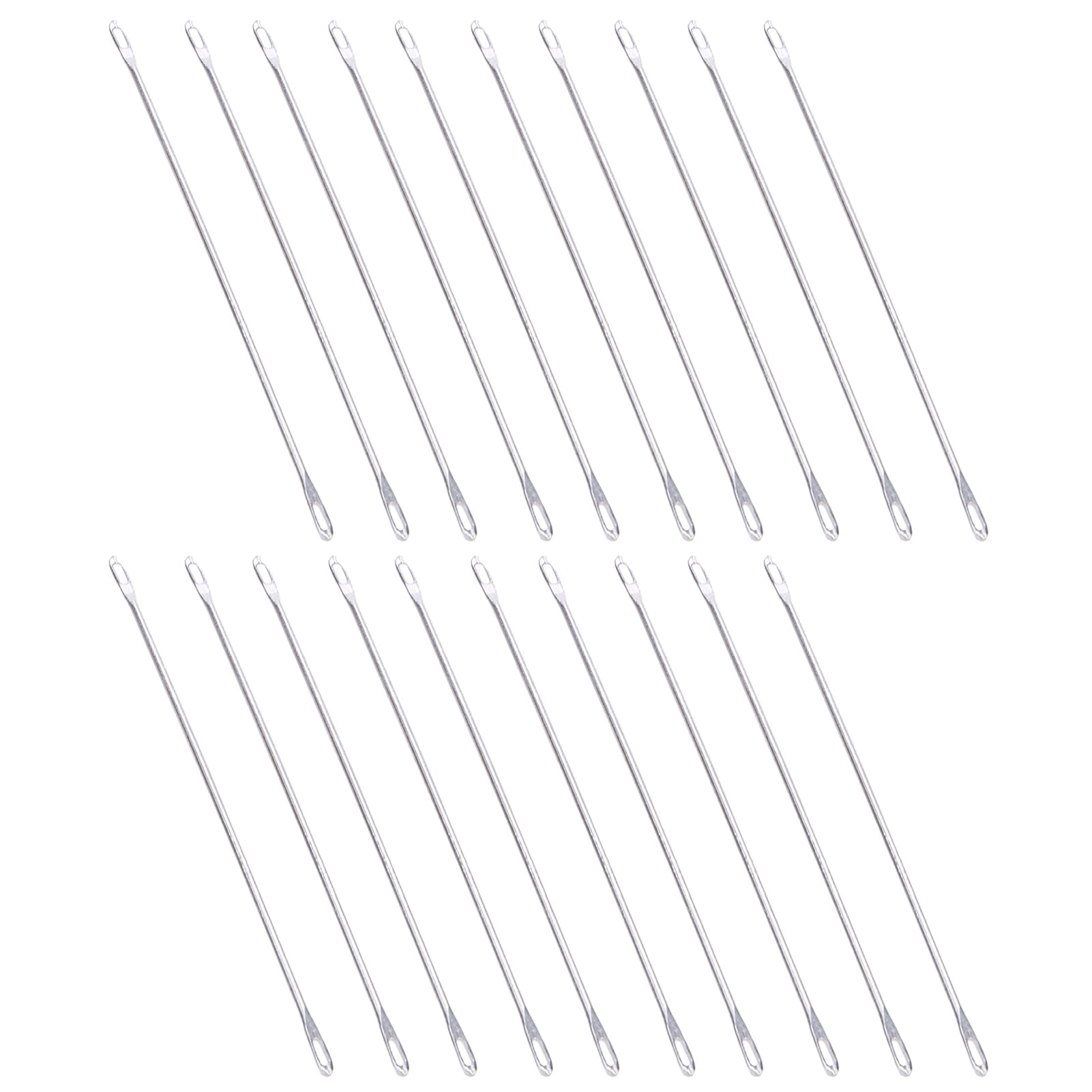 20 Pcs Double Eye Needle Metal 9cm Long Transfer Needle Fit for Knitting Mac