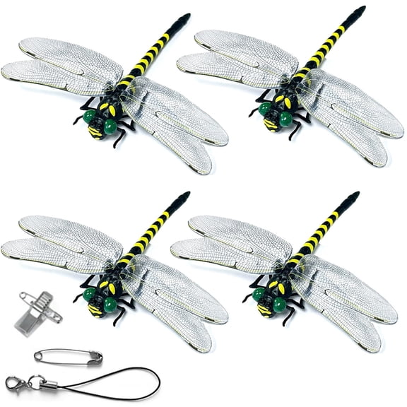 Dragon Fly Clips for Bugs Repellent, 3D Artificial Dragonfly Hat Clip, Dragonfly Garden Decor