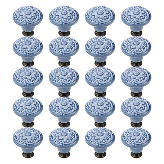 20 Pcs Drawer Pull Handles Round Cabinet Knobs Vintage Ceramic Door for Closet Cupboard Wardrobe Dresser