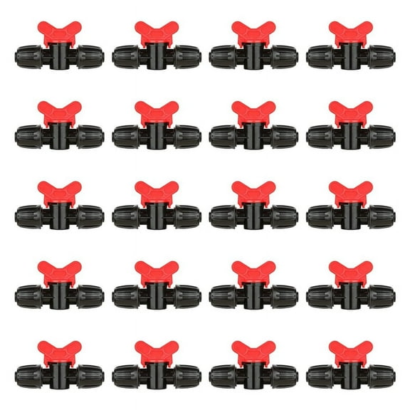 20 Pcs Drip Irrigation Switch Valves 1/2 Inch - In-Line Barb Lock for Tubing 0.60-0.65Inch OD, Outdoor Shut Off Valve