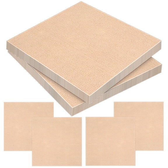 20 Pcs Durable Polyester Carpet Tiles - 11.8"x11.8" Khaki Non-Slip Peel & Stick for Home Hotel Mall