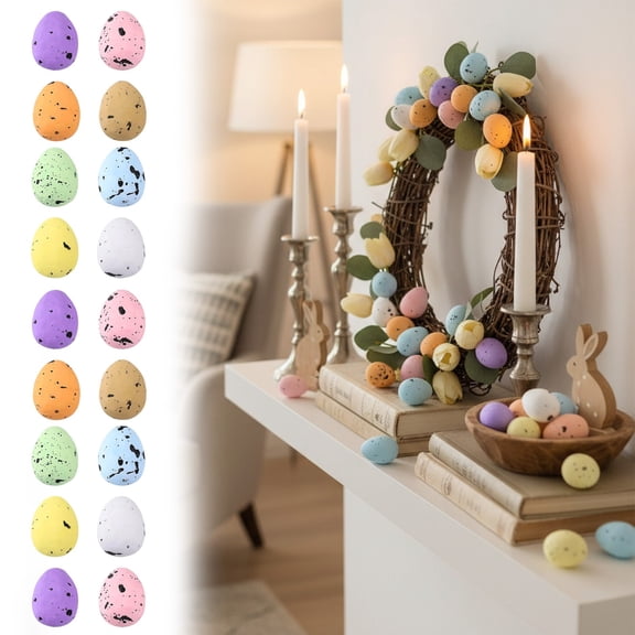 20 Pcs Easter Speckled Eggs, Faux Pastel Chicken Eggs Vase Filler, Foam Egg Home Party Favors DIY Spring Displays and Easter Decorations