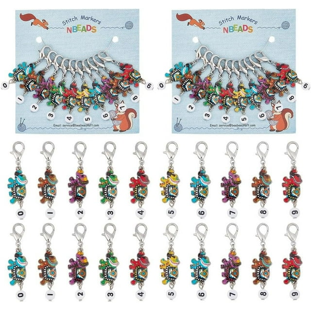 NBEADS 14 Pcs Cat Stitch Markers, Alloy Enamel Crochet Stitch Marker Charms Locking Stitch Marker With 304 Stainless Steel Clasp For Crochet Weaving Sewing Accessories Quilting Jewelry Making