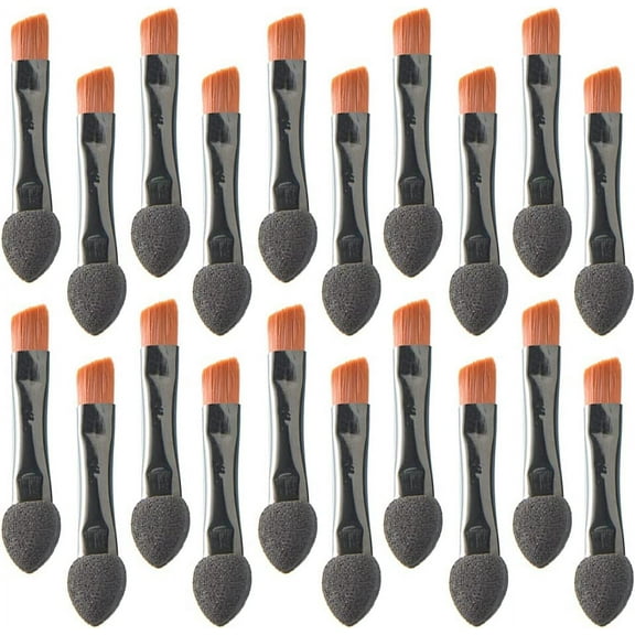 20 Pcs Eye Make Up Brush Double Headed Eye Shadow Brush Black Eyeshadow Applicator Sponge Eyeshade Tool for Concealer Powder Cream Blush Makeup