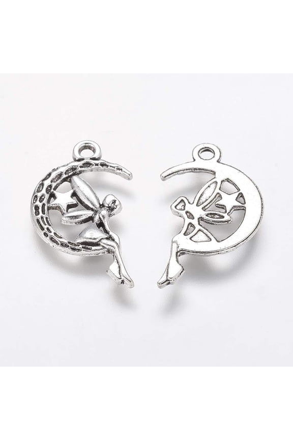 20 Pcs Fairy Charms Pendant Tibetan Style Alloy Moon with Fairy Pendants Jewelry Making Charms Metal Charms Pendant Ornament for Women DIY Necklace Bracelet Earring Jewelry Craft Making