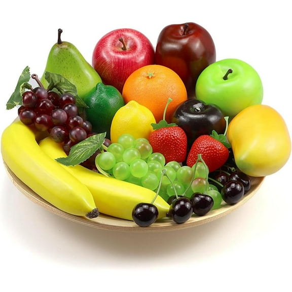 20 Pcs Fake Fruit Pack, Artificial Fruit for Decoration Party, Realistic Fake Fruits Table Centre Counts Decoration Home Kitchen, Lifelike Faux Fruits Bananas