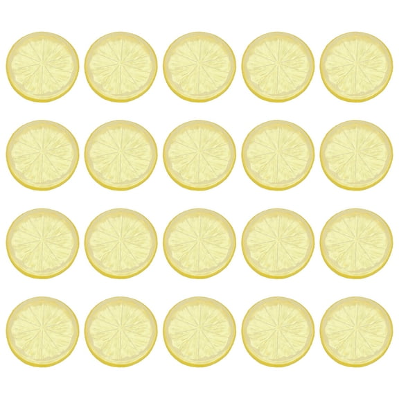 20 Pcs Fake Lemon Slices, 1.6 Inch Simulation Lemon Slice Artificial Fruit Decor for Home Party Fruit Props, Yellow