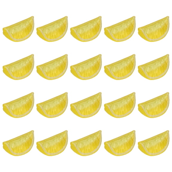 20 Pcs Fake Lemon Slices, 2.2 Inch Simulation Lemon Blocks Artificial Fruit Decor for Home Party Fruit Props, Yellow