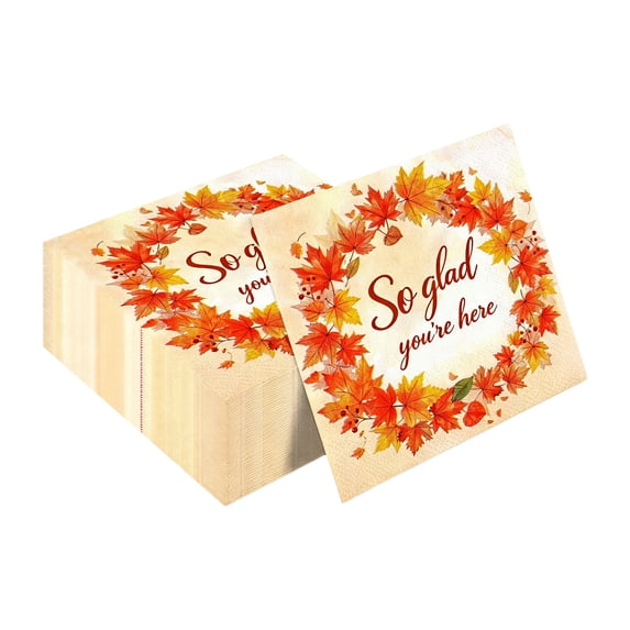 20 Pcs Fall Disposable Paper Napkins,Easy Clean Fast-Absorbent Festive Autumn Leaf Pattern for Home Dinner Party Thanksgiving Gathering