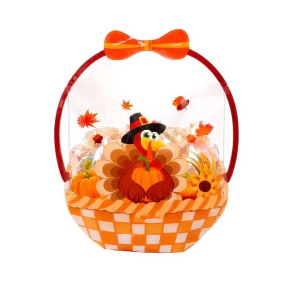 20 Pcs Fall Treat Bags Turkey Pattern, PVC Clear Trick Or Treat Bag with Decorative Bow, For Harvest Celebration & Thanksgiving Party Favors For Children-Red