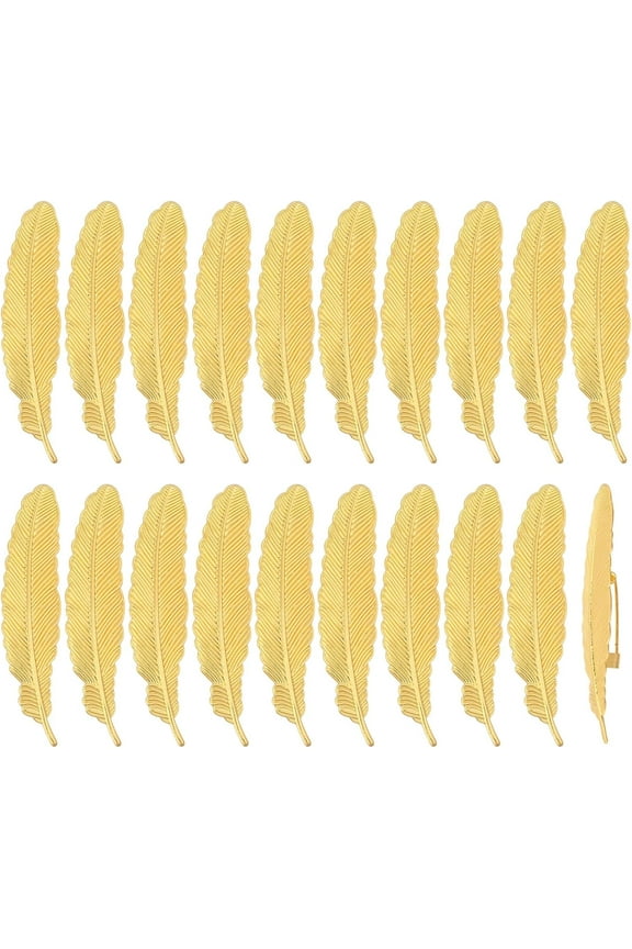 20 Pcs Feather Brooch Pins Golden Feather Brooch Pins Feather Shape Brooch Brass Feather Brooch Pins for Women Sweater Jacket Clothing Decoration Gold