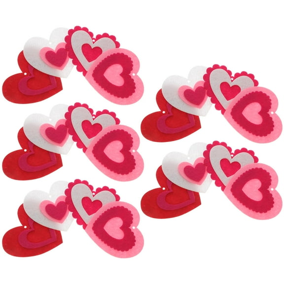 20 Pcs Heart Ornament Party Supplies Valentines Day Felt Shaped Ornaments Wool Hearts
