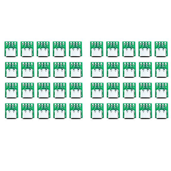 20 Pcs Female Connector USB Type C Breakout Board with PCB Converter Board for Data Line Wire Cable Transfer