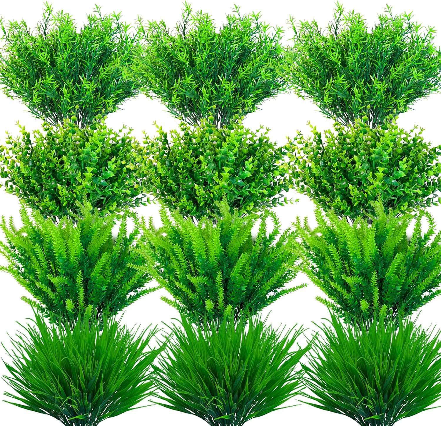 20 Pcs Ferns Artificial Plants Outdoor Fake Boston Fern Bushes Large Bundle Faux Fern Stems UV Resistant Plastic Flowers for Outside Planter Front Porch Garden Ground Greenery Décor