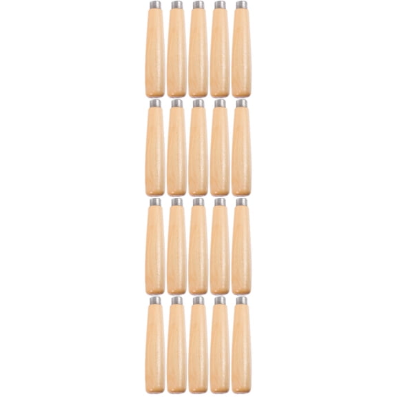 CIMAXIC Ergonomic File Handle Khaki Wooden Grip for Home and Office 20Pcs