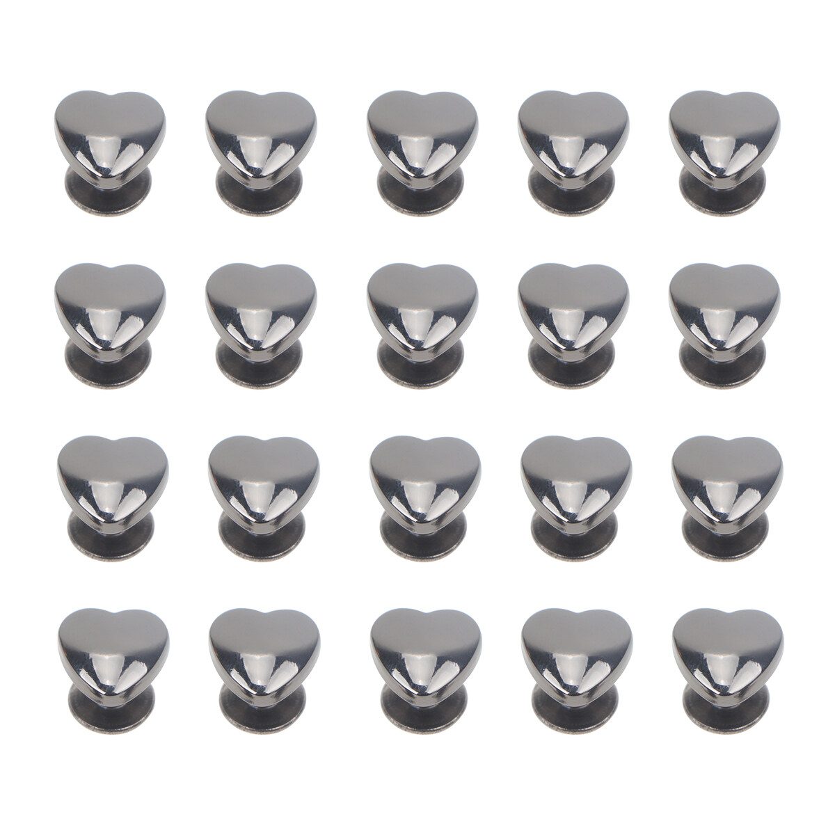 20 Pcs Fine Metal Rapid Rivet Heart Shaped Leathercraft Stud with Screw