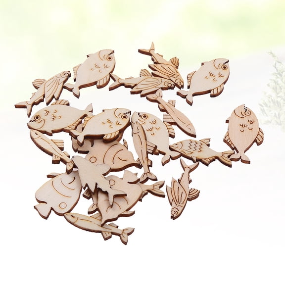 FONDOTIN 20Pcs Wooden Fish Craft Pieces for Painting and Crafting Accessories, 1.2x0.7x0.1in