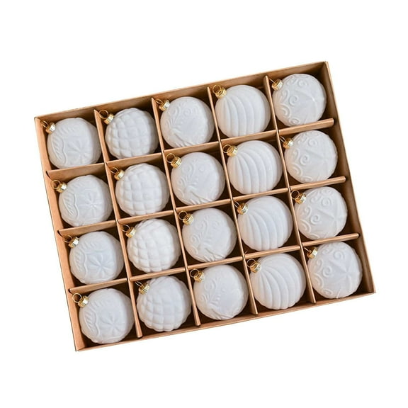 20 Pcs Flocked Christmas Balls 2.4 Inch White Color For Tree Decorations Velvet Ornaments Plastic Material Christmas Tree Balls With Hanging Rope Festive Decorations For Holiday Tree Decor