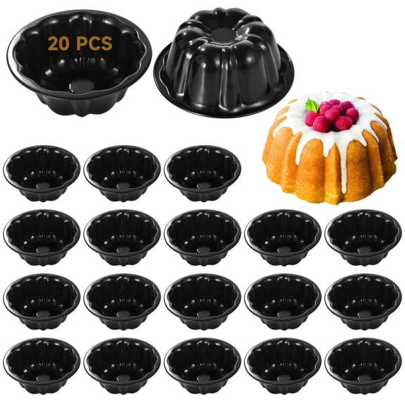 20 Pcs Flower Cake Pans, Cartoon Mini Metal Moulds For Baking, Jelly, Chocolate, Easy Release Non-Stick