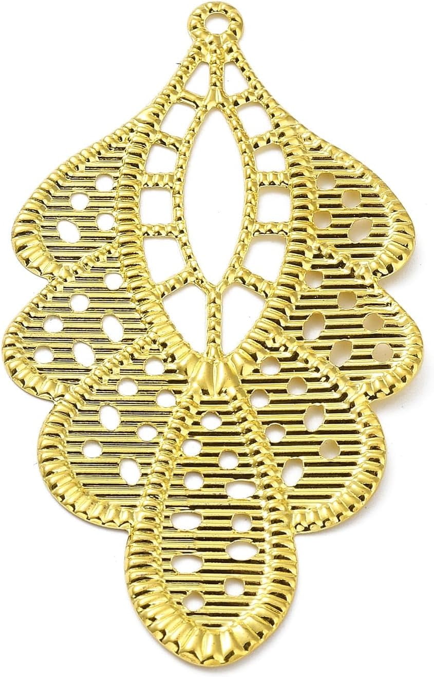 20 Pcs Flower Charm Rack Plating Iron Filigree Big Pendants Jewelry ...