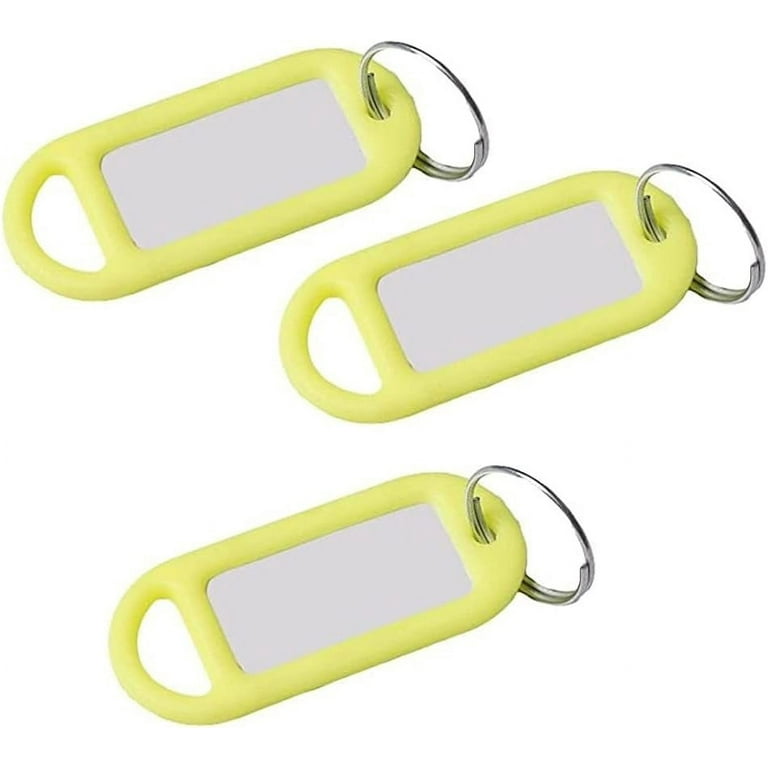 20 Pcs Fluorescent Neon Yellow Key Ring Luggage Tags with Labels - Pack of  20 Pieces 
