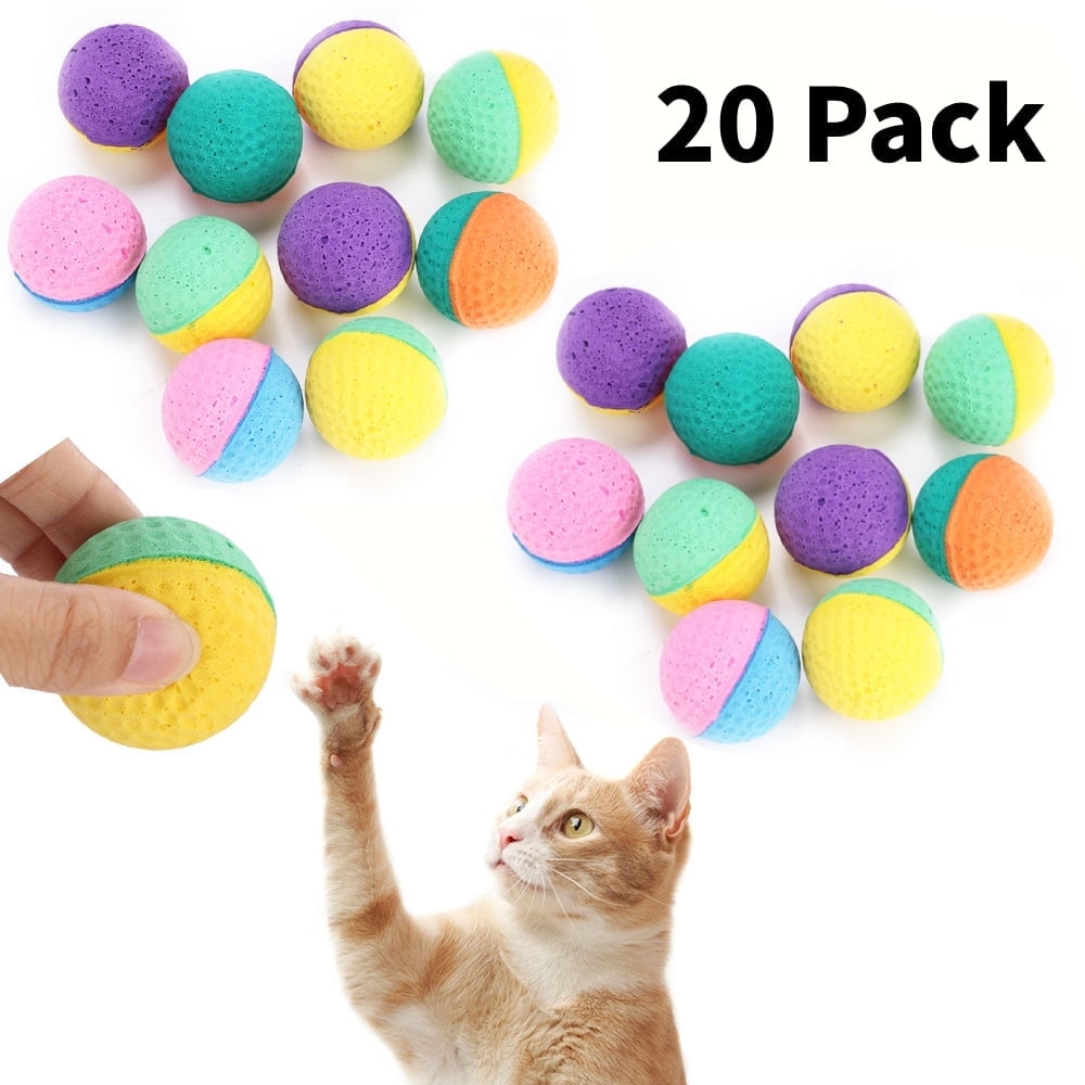 20 Pcs Foam Balls for Cats, Colorful Soft Ball Cat Toy Sponge Ball Lightweight, Interactive, Cat Toy Ball Soft Pet Ball Toy for Cat Puppy Kitty Training and Play