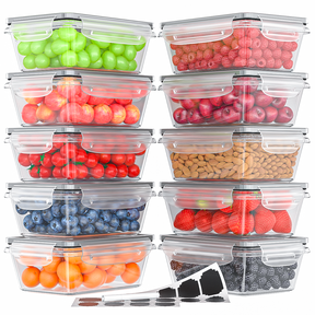 GPED 20 Pcs Food Storage Containers with Lids, Airtight Stackable Kitchen Bowls Set Meal Prep Containers-BPA Free Leak Proof Plastic Lunch Boxes- Freezer Microwave Safe (10 Lids + 10 Containers)