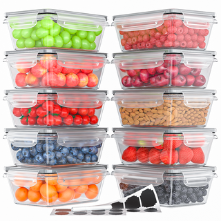  S SALIENT 18 Piece Glass Food Storage Containers with Lids,  Meal Prep Containers for Food Storage, BPA Free & Leak Proof (9 lids & 9  Containers): Home & Kitchen