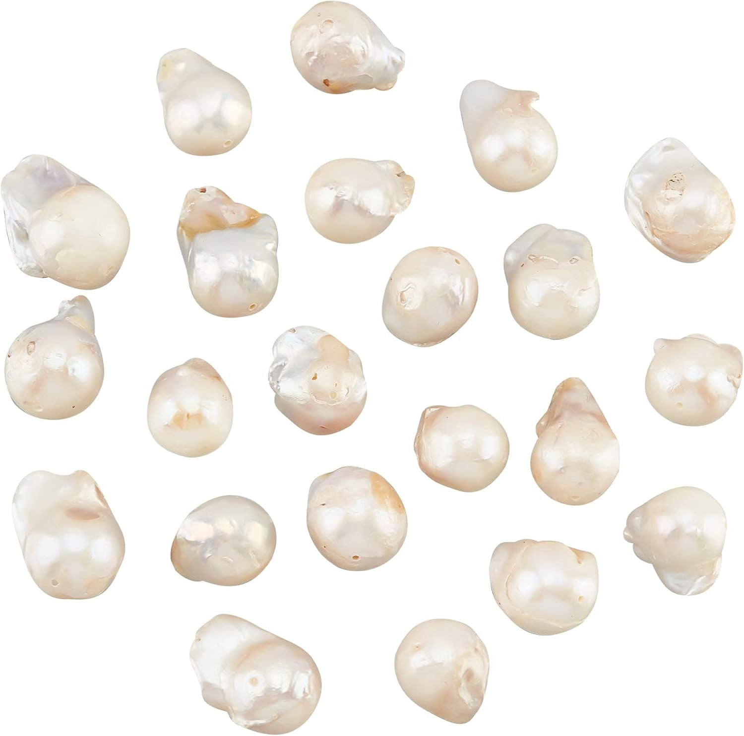 20 Pcs Freshwater Pearl Beads 13~27 mm Teardrop Natural Cultured Freshwater Pearl Beads Irregular Pearl Charms for Earrings Pendant Jewelry Making Creamy White Silver