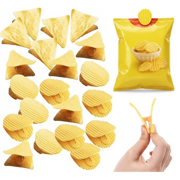 20 Pcs Funny Potato Chip Clips - Cute Food Bag Clips for Snacks, Cereal & Cookies.