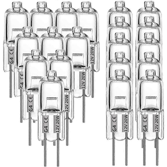 20 Pcs G4 Halogen Bulbs,20W 12V Halogen Light Bulbs 2 Pin Clear Lamp Bulb,for Cooker Lighting,Signa
