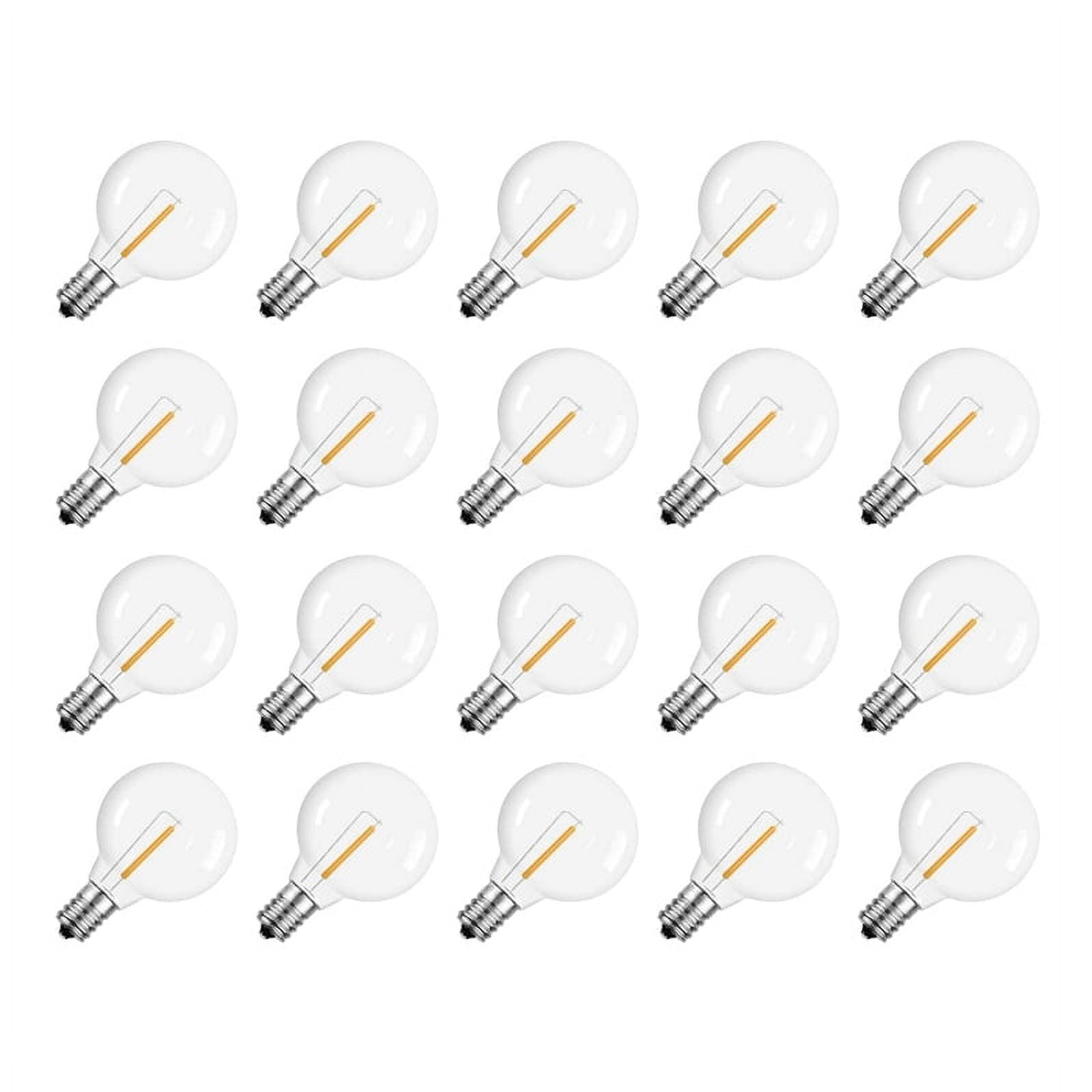 20 Pcs G40 LED Replacement Light Bulbs E12 Screw Base Shatterproof LED