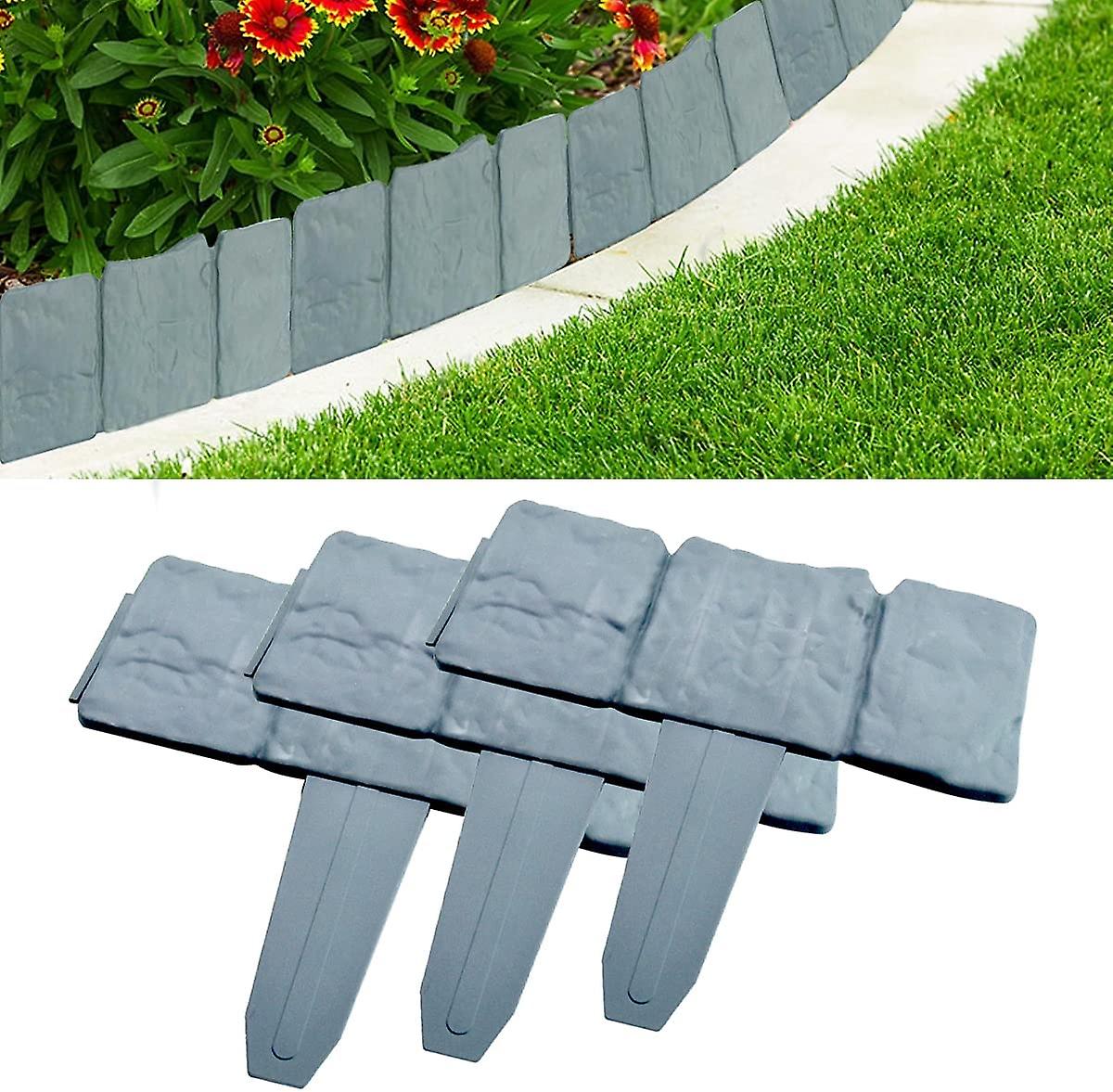20 Pcs Garden Edging,garden Lawn Edging Fence Border Gray Plastic