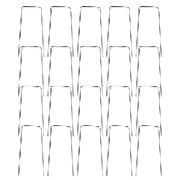 20 Pcs Garden Stakes Galvanized Landscape Staples U-Type Turf Staples for Artificial Grass, Rust Proof Sod Pins Stakes for Securing Fences Weed Barrier, Wires Cords Tents Tarps, 3.94", Silver