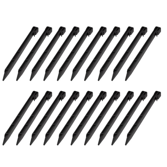 Luxshiny Plastic Lawn Stakes Rope Tying Black 20Pcs 9.6X0.8In