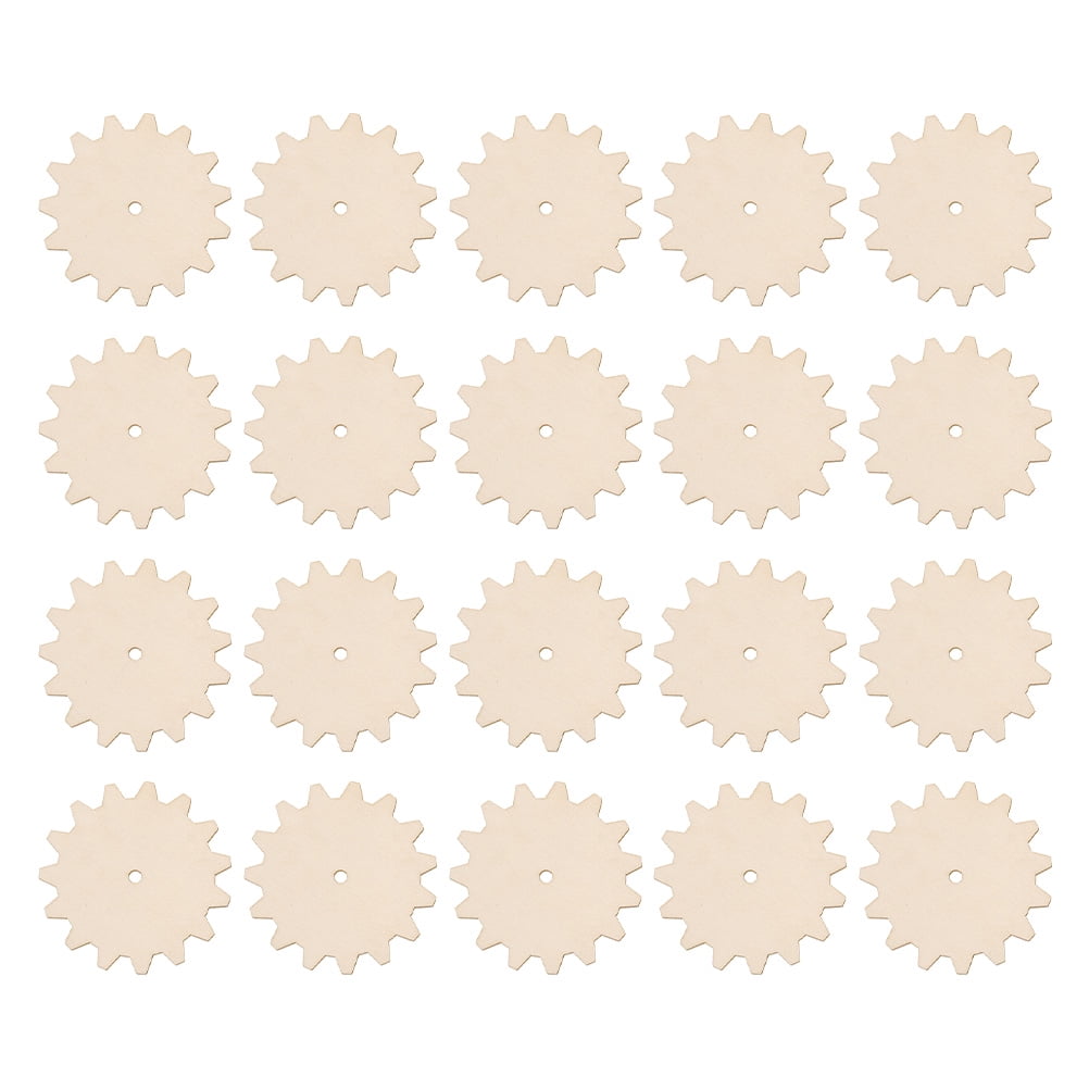20 Pcs Gear Puzzle Wood Chips Decor Wood DIY Craft Gear Shaped Puzzle