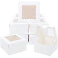 thumbnail image 1 of 20 Pcs Bakery Box White Small Fold Paper Box Small Kraft Packaging Boxes with Window for Cookies Small Cakes Muffin in Proposal Birthday Party Wedding 10x10x6cm, 1 of 9